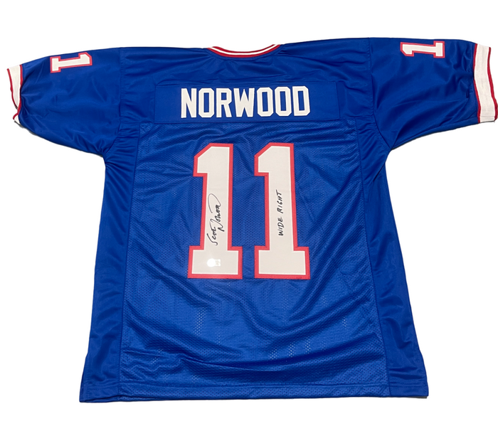Scott Norwood Signed Custom Jersey w/ Wide Right Beckett W Beckett Authenticated-Powers Sports Memorabilia