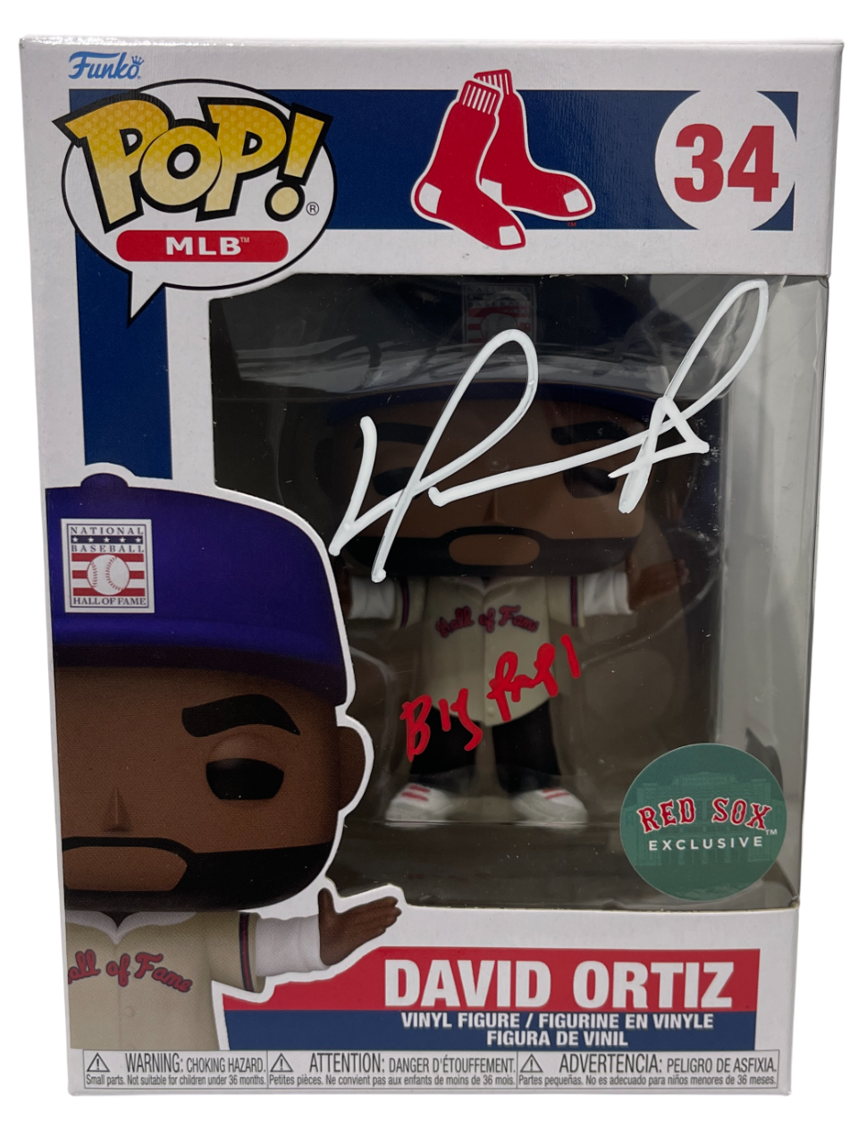 David Ortiz Signed SGA Red Sox Funko Pop 34 w/ Big Papi Beckett Witness Authenticated-Powers Sports Memorabilia