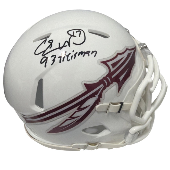 Charlie Ward Signed Florida State White Mini Helmet w 93 Heisman JSA Witness Authenticated-Powers Sports Memorabilia