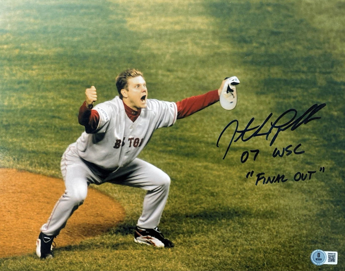 Jonathan Papelbon Signed Red Sox 11x14 Photo 07 WSC Final Out Beckett W Beckett Authenticated-Powers Sports Memorabilia