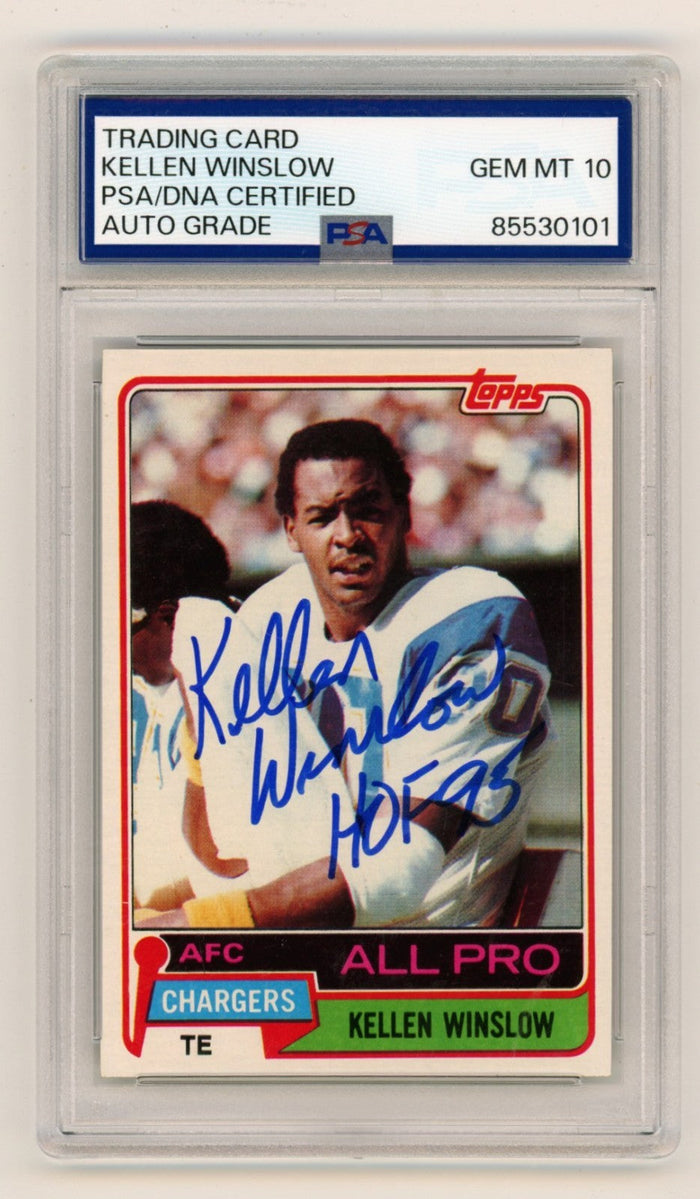 Kellen Winslow 1981 Topps 150 Signed Rookie RC w/ HOF Insc. PSA 10 Auto Chargers-Powers Sports Memorabilia