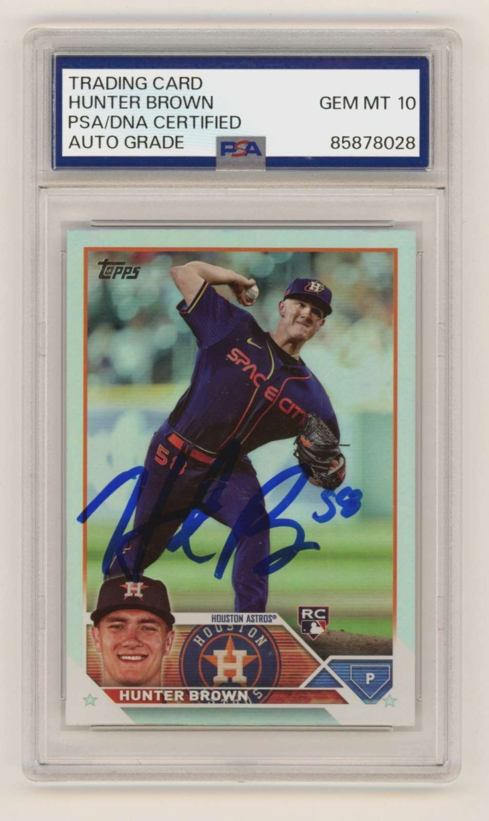 Hunter Brown 2023 Topps Series 1 #111 Rainbow Foil Signed Rookie RC PSA 10 Auto-Powers Sports Memorabilia