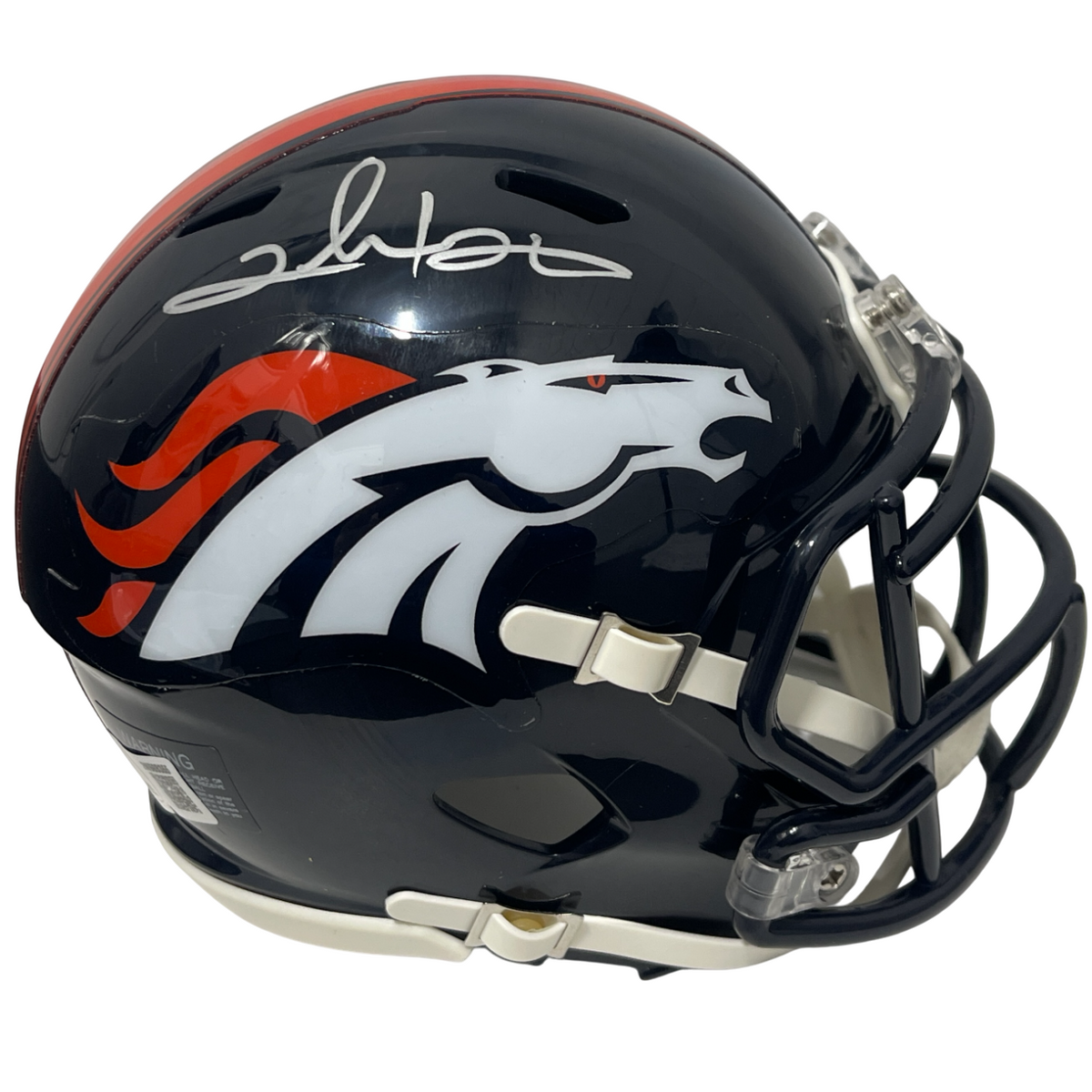 Clinton Portis Signed Broncos Speed Mini Helmet Beckett Witness Authenticated-Powers Sports Memorabilia