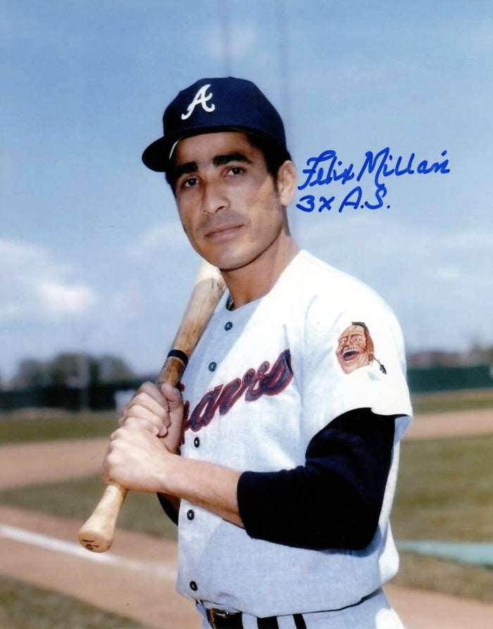 Felix Millan Signed Atlanta Braves 8x10 Photo w/ 3x AS LSCM Authenticated-Powers Sports Memorabilia