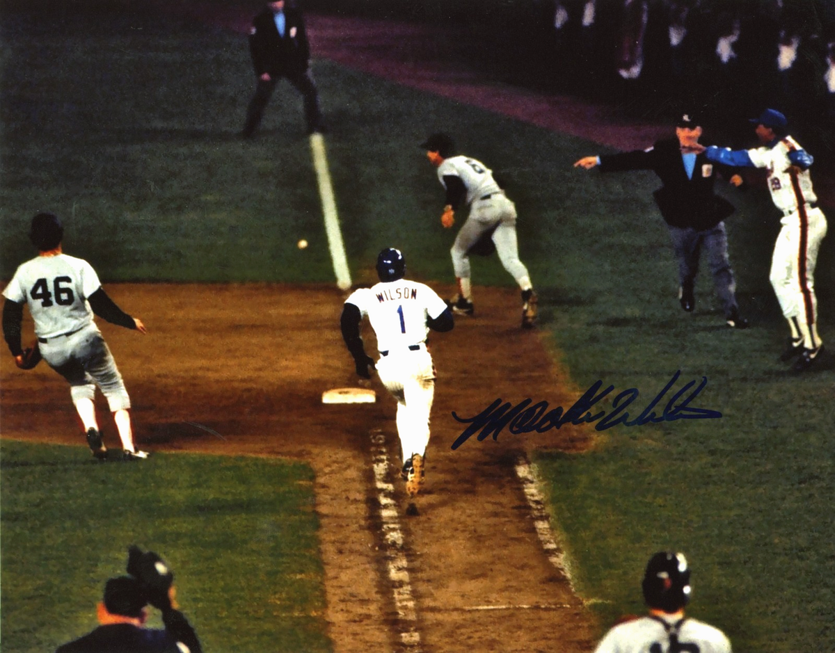 Mookie Wilson Signed NY Mets 1986 World Series Buckner 8x10 Photo LSCM COA #8-Powers Sports Memorabilia