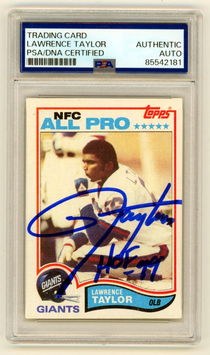 Lawrence Taylor 1982 Topps 434 Signed Rookie RC w/ HOF 99 Ins PSA/DNA Authenticated-Powers Sports Memorabilia