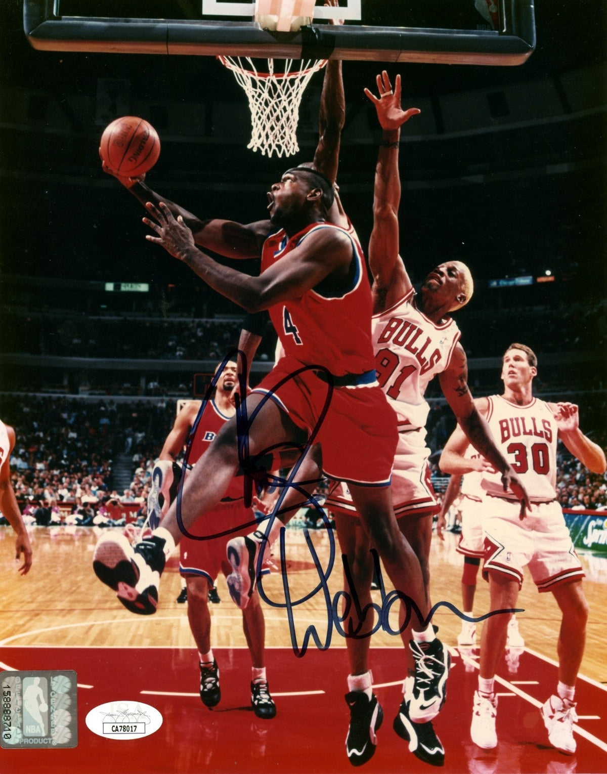Chris Webber Signed Washington Bullets Official NBA 8x10 Photo JSA Authenticated-Powers Sports Memorabilia