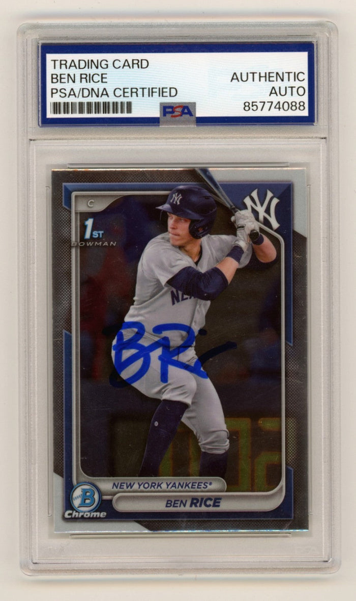 Ben Rice 2024 Bowman Chrome #BCP-186 1st Signed Rookie RC PSA Auto NY Yankees-Powers Sports Memorabilia
