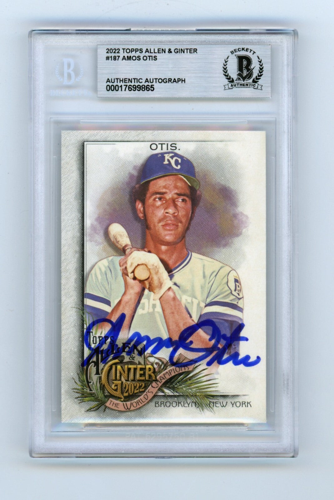 Amos Otis 2022 Topps Allen & Ginter #187 Signed Beckett BGS BAS Auto Royals-Powers Sports Memorabilia