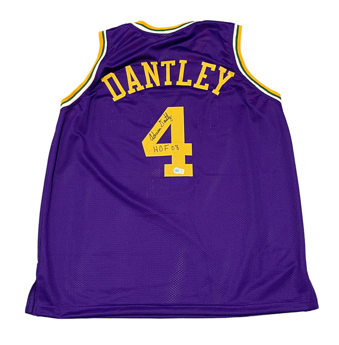Adrian Dantley Signed Utah Jazz Custom Jersey w/ HOF 09 Beckett Witness Authenticated-Powers Sports Memorabilia
