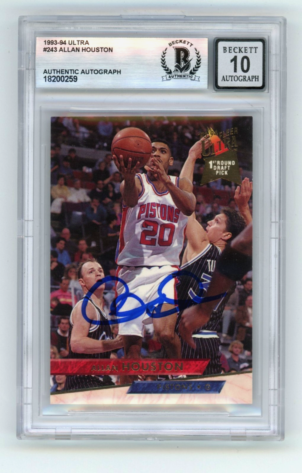 Allan Houston 1993-94 Fleer Ultra #243 Signed Rookie RC Beckett BGS 10 Auto-Powers Sports Memorabilia
