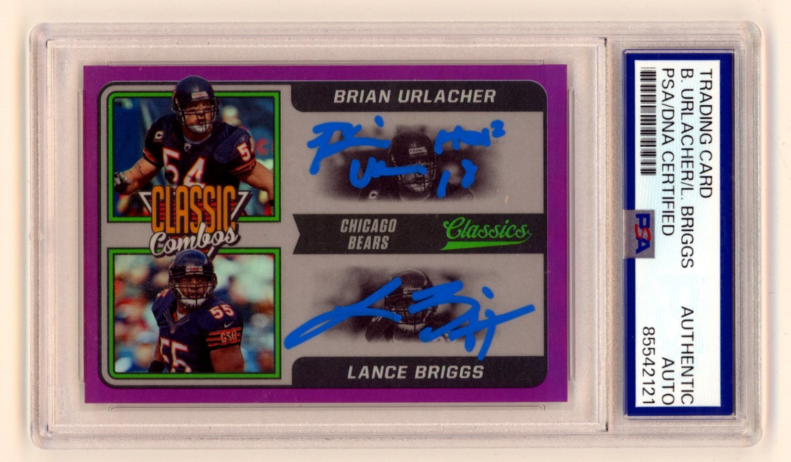 Brian Urlacher Lance Briggs 2021 Panini Classic Combo Purple /25 Signed PSA Auto-Powers Sports Memorabilia