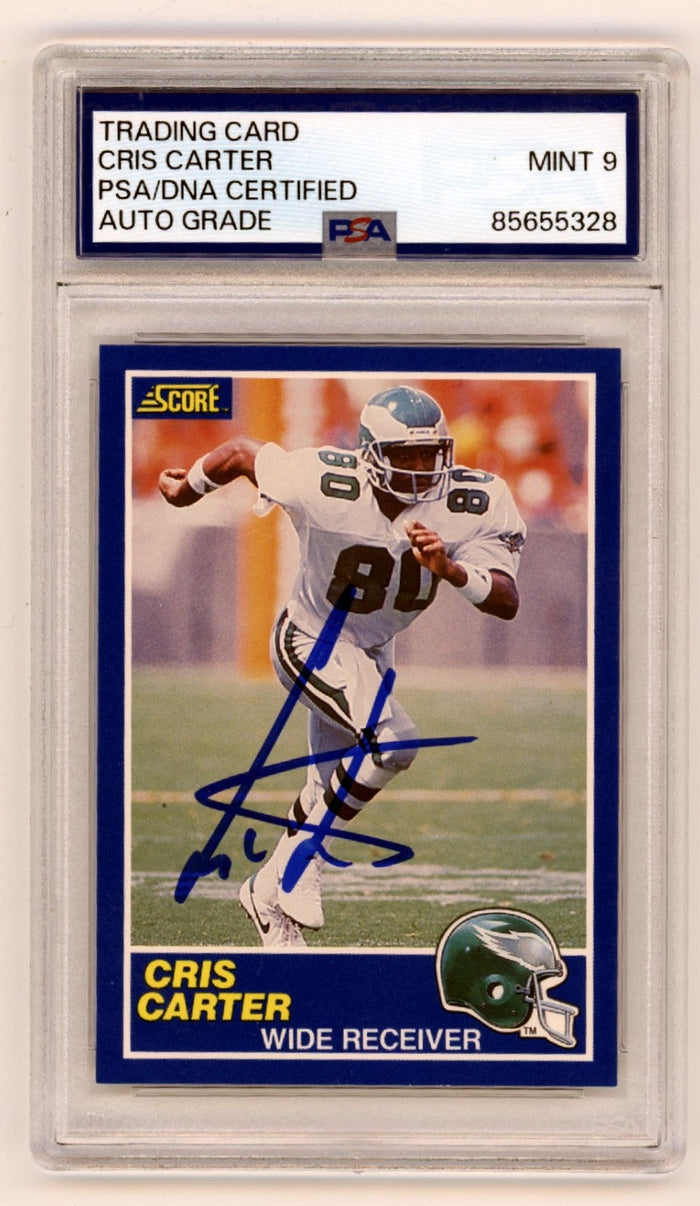 Cris Carter 1989 Score Football #72 Signed Rookie RC PSA 9 Auto Eagles Vikings-Powers Sports Memorabilia