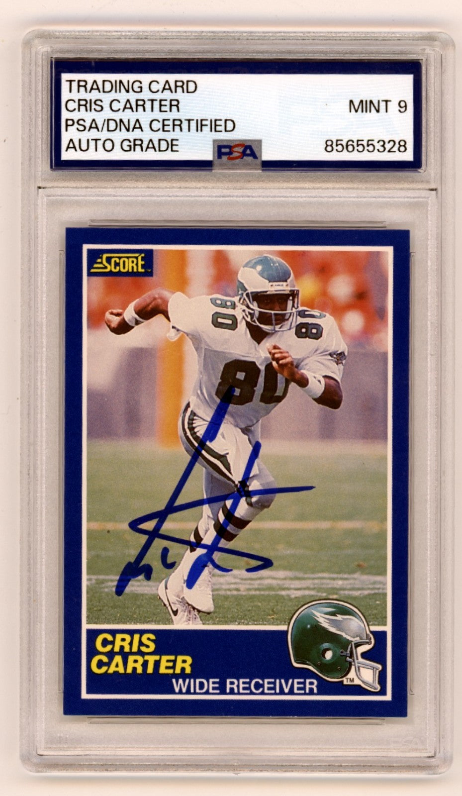 Cris Carter 1989 Score Football #72 Signed Rookie RC PSA 9 Auto Eagles Vikings-Powers Sports Memorabilia
