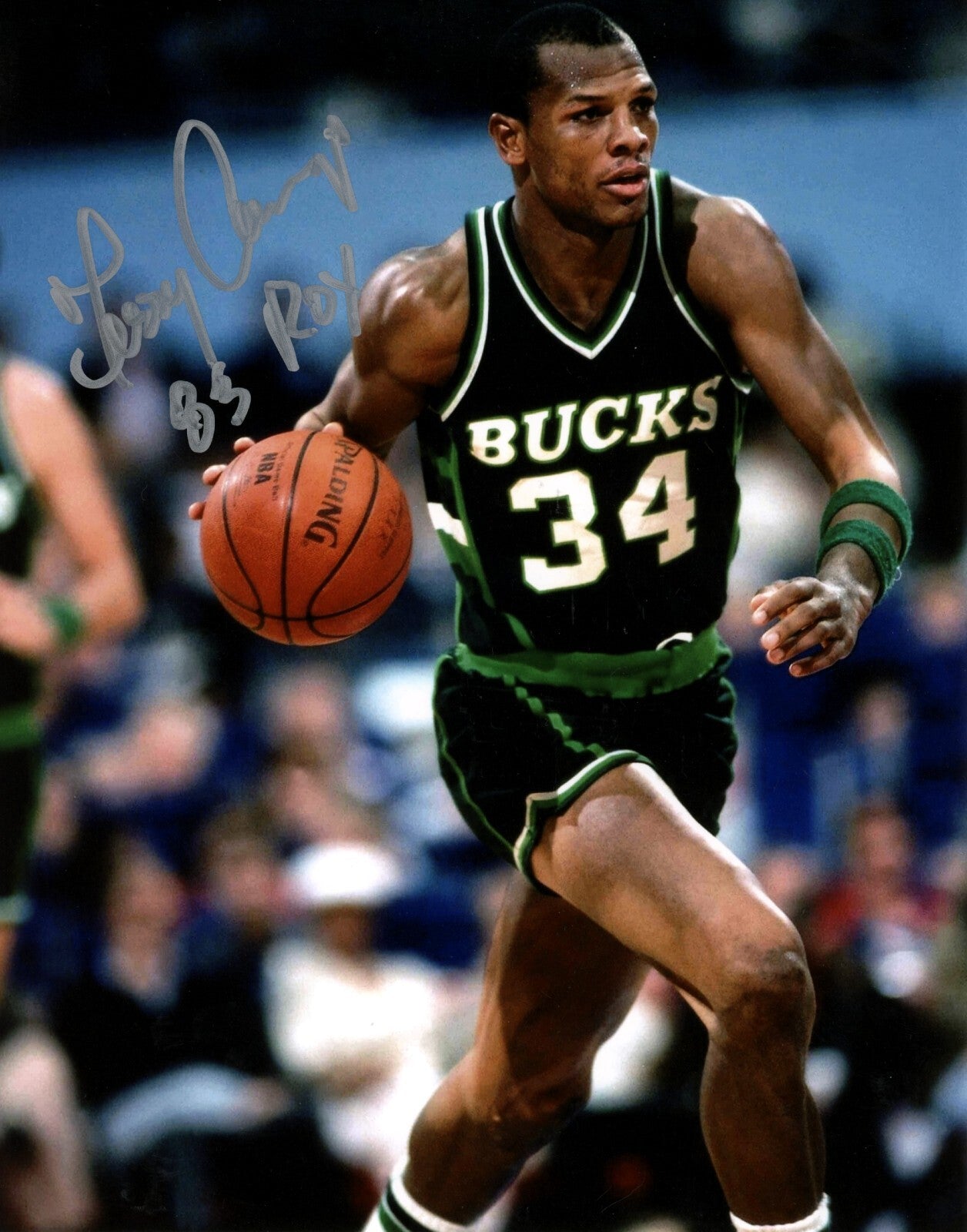 Terry Cummings Signed Milwaukee Bucks 8x10 Photo w/ 83 ROY LSCM Authenticated-Powers Sports Memorabilia