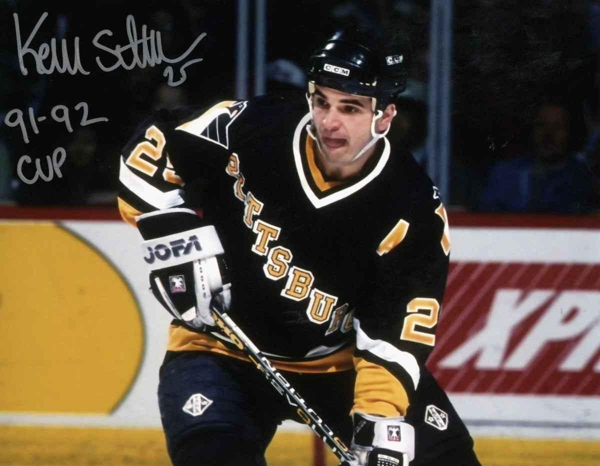 Kevin Stevens Signed Pittsburgh Penguins 8x10 Photo w/ 91-92 Cup LSCM Authenticated #3-Powers Sports Memorabilia