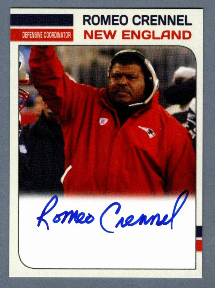 Romeo Crennel Signed Auto Custom Card LSCM Authenticated New England Patriots-Powers Sports Memorabilia