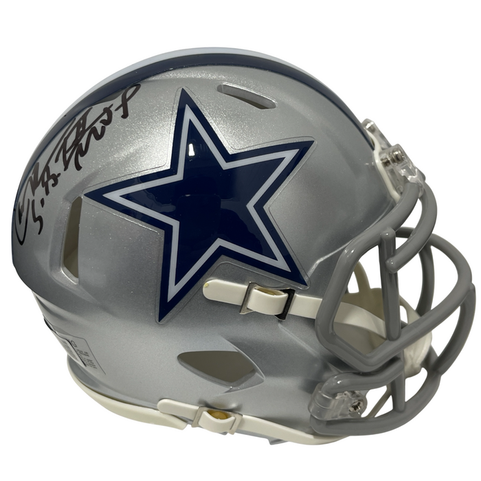 Larry Brown Signed Cowboys Speed Mini Helmet w/ SB XXX MVP Beckett Witness Authenticated-Powers Sports Memorabilia