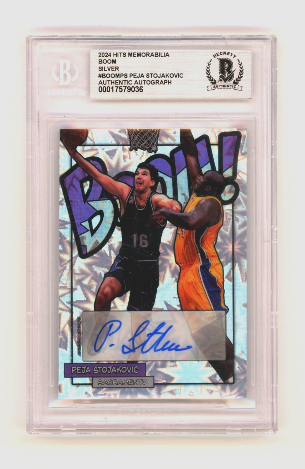 Peja Stojakovic 2024 Hits Memorabilia BOOM Silver JSY # 16/16 Signed BGS Auto-Powers Sports Memorabilia