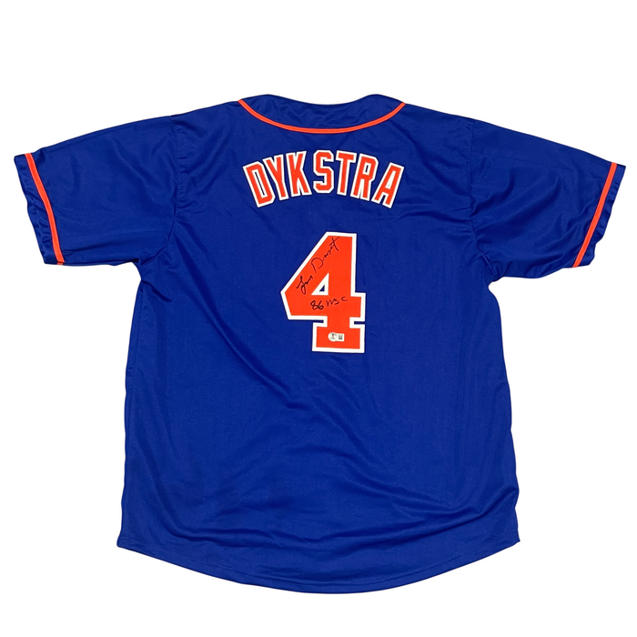 Lenny Dykstra Signed NY Mets Custom Jersey w/ 86 WSC Beckett Witness BAS COA-Powers Sports Memorabilia