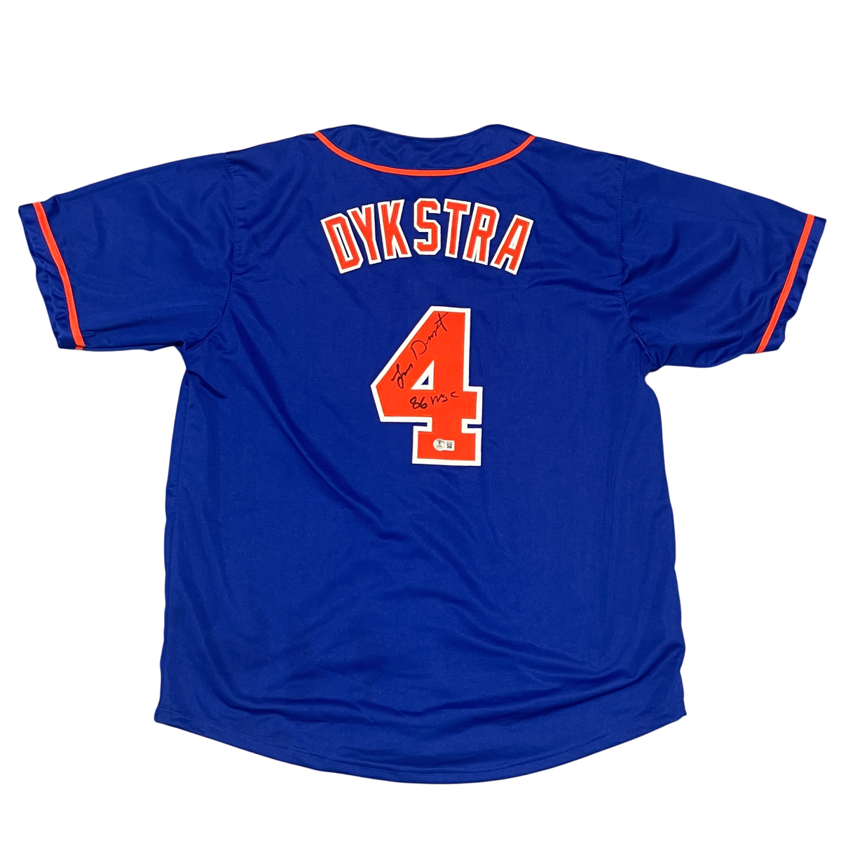 Lenny Dykstra Signed NY Mets Custom Jersey w/ 86 WSC Beckett Witness BAS COA-Powers Sports Memorabilia