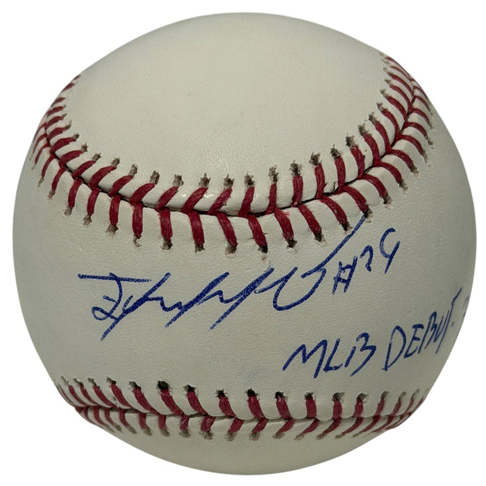 Edward Olivares Signed ROMLB Baseball w/ MLB Debut 7/23/20 LSCM Authenticated Pirates-Powers Sports Memorabilia