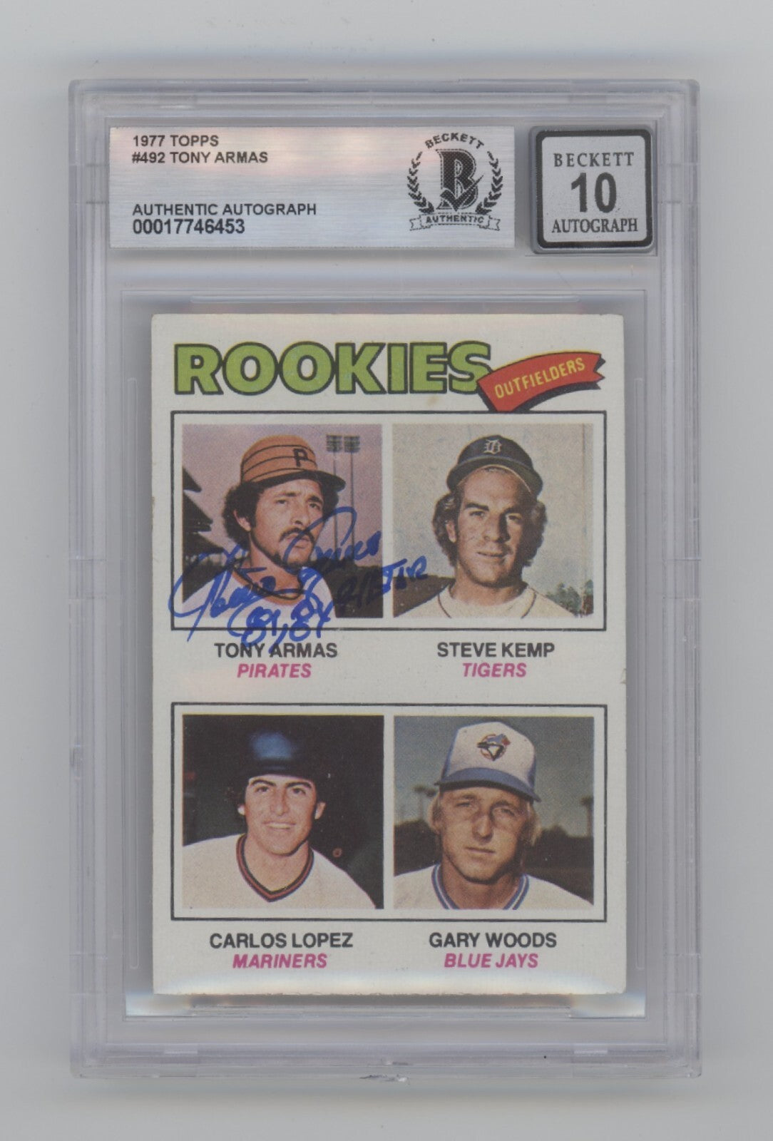 Tony Armas 1977 Topps #492 RC Signed w/ 81,84 All Star Beckett BGS 10 Auto-Powers Sports Memorabilia