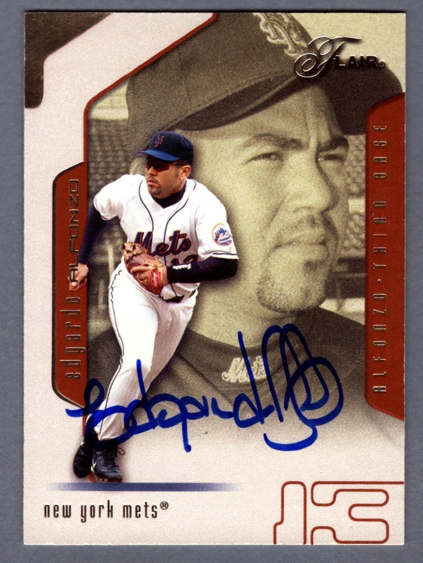 Edgardo Alfonzo Signed 2002 Fleer #24 LSCM Authenticated New York Mets-Powers Sports Memorabilia