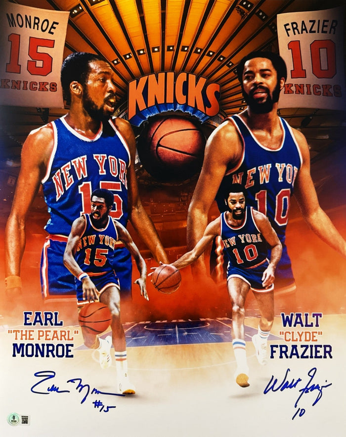 Earl Monroe & Walt Frazier Dual Signed 16x20 Photo LE # Beckett Witness Authenticated-Powers Sports Memorabilia