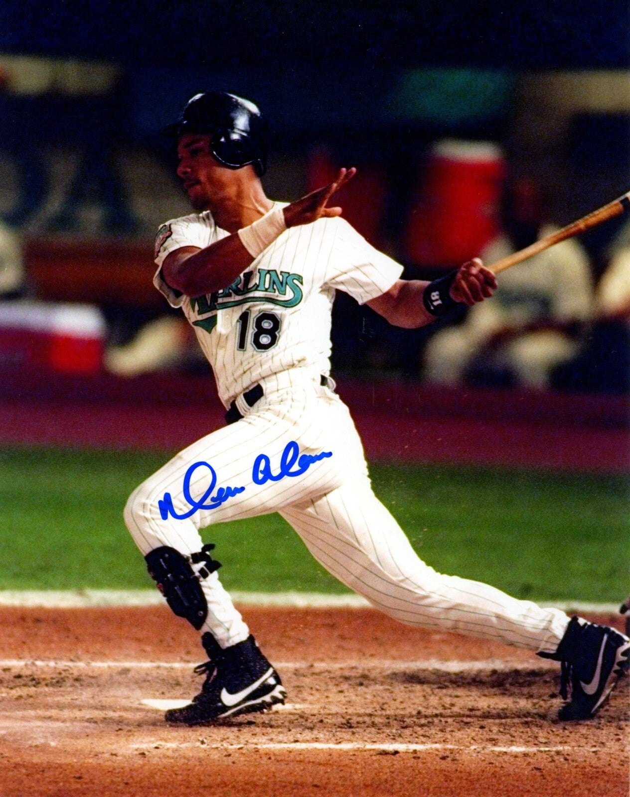 Moises Alou Signed Florida Marlins 8x10 Photo LSCM Authenticated-Powers Sports Memorabilia