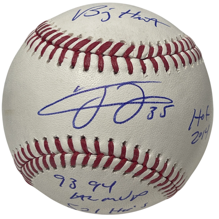 Frank Thomas Signed ROMLB Stat Baseball w/ 4 Ins Beckett Witness Authenticated-Powers Sports Memorabilia