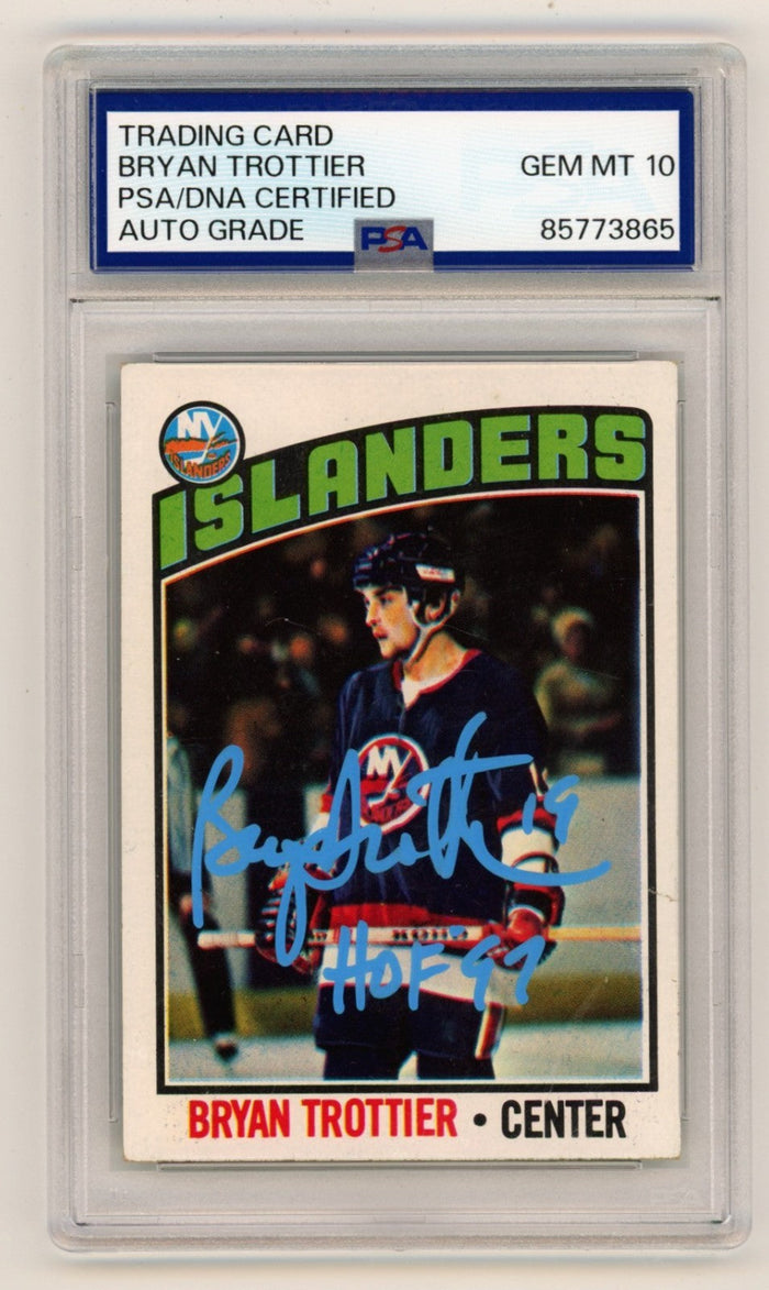 Bryan Trottier 1976-77 Topps #115 Rookie RC w/ HOF 97 Ins Signed PSA 10 Auto-Powers Sports Memorabilia