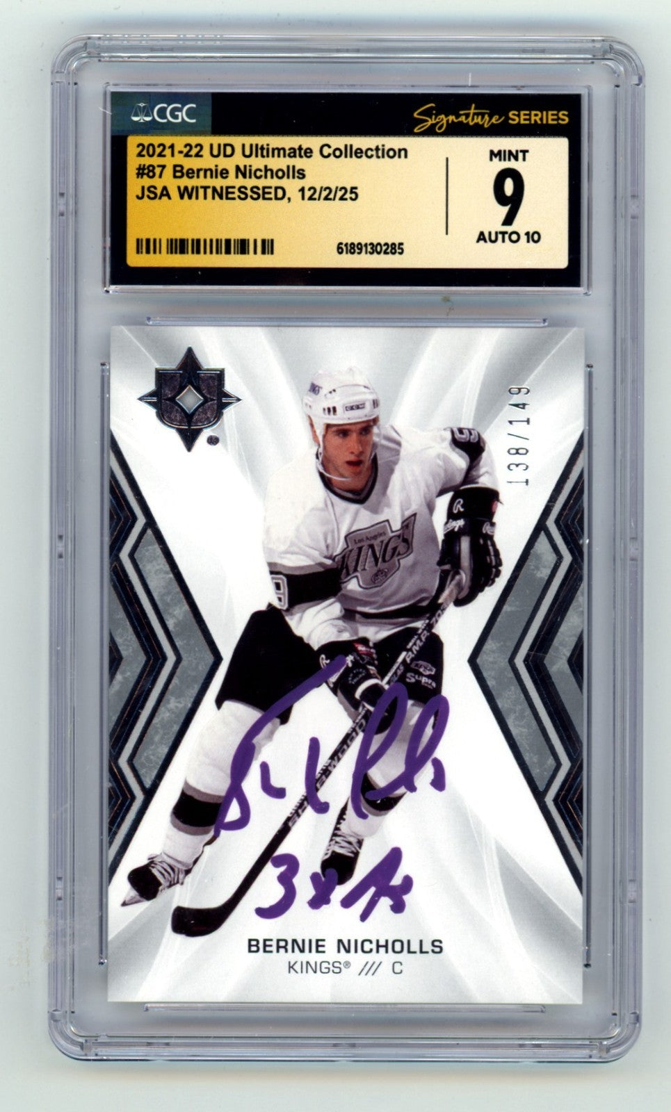 Bernie Nicholls 2021-22 UD Ultimate Collection Signed Ins /149 JSA CGC 9 10 Auto-Powers Sports Memorabilia