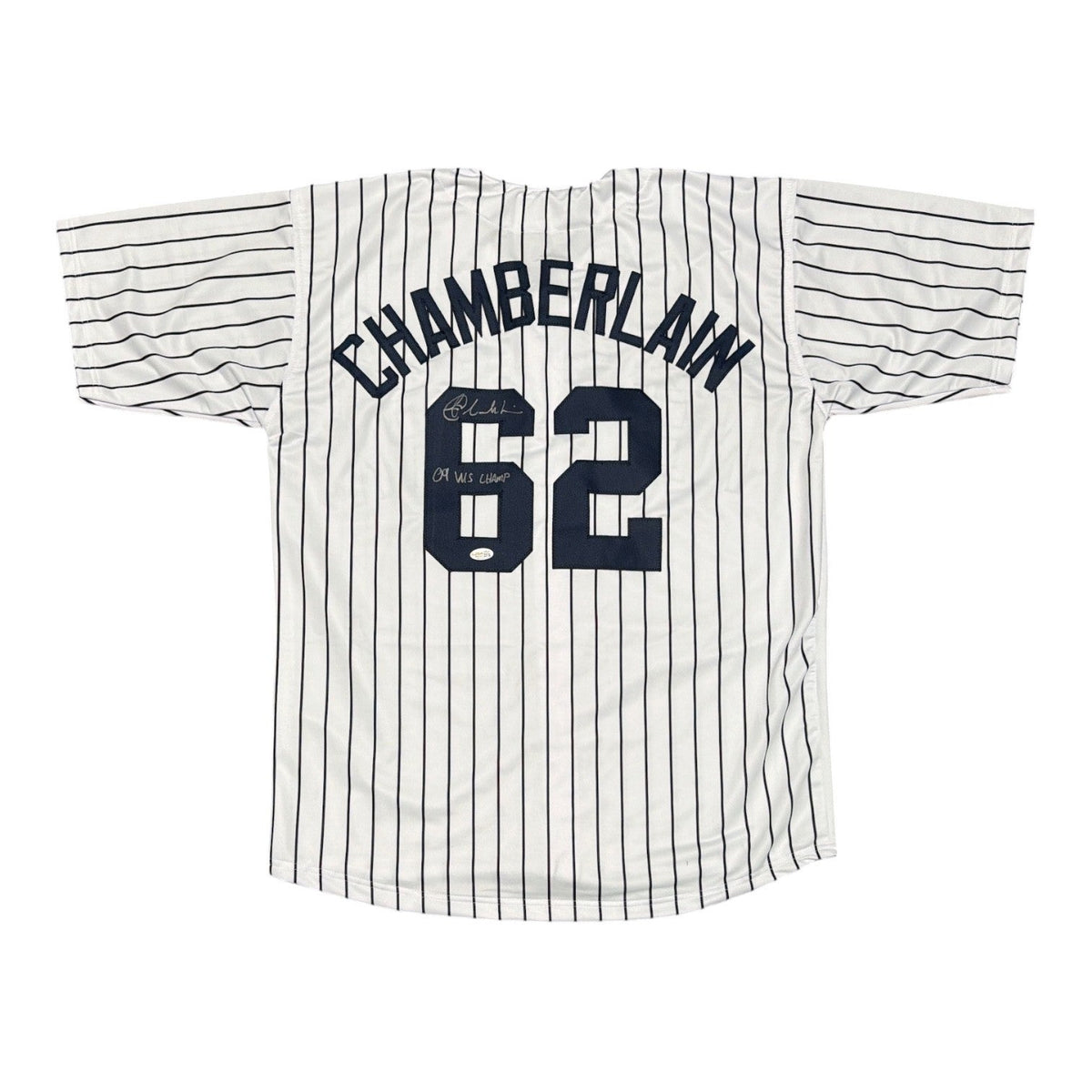 Joba Chamberlain Signed Custom Jersey w/ 09 WS Champs JSA Witness Authenticated-Powers Sports Memorabilia