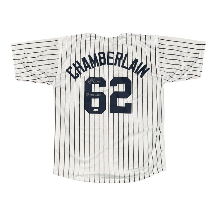 Joba Chamberlain Signed Custom Jersey w/ 09 WS Champs JSA Witness Authenticated-Powers Sports Memorabilia