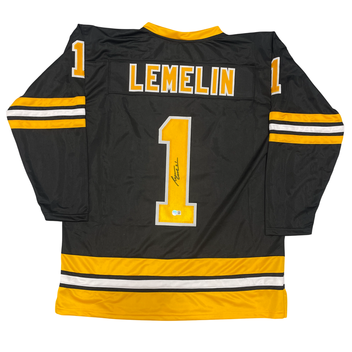 Rejean Lemelin Signed Boston Bruins Custom Jersey Beckett Witness BAS COA-Powers Sports Memorabilia