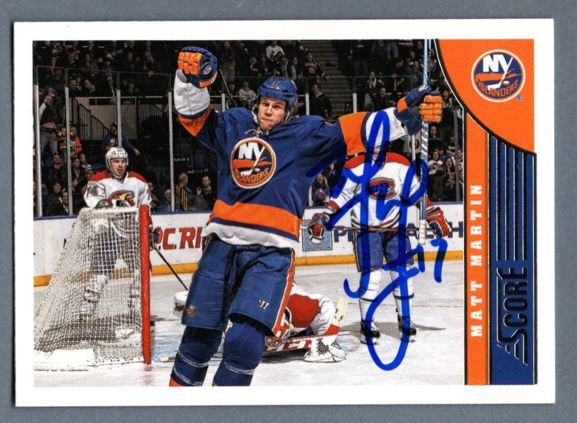 Matt Martin Signed 2013-14 Panini Score Hockey #323 LSCM COA New York Islanders-Powers Sports Memorabilia