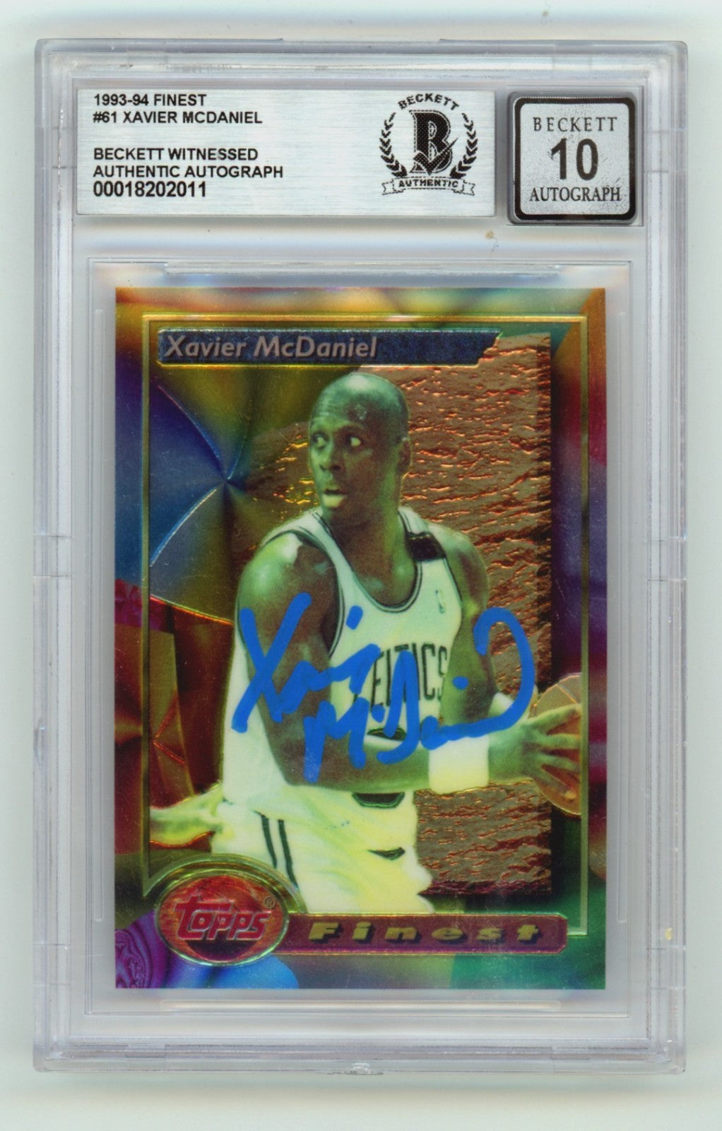 Xavier McDaniel 1993-94 Topps Finest #61 Signed Beckett BGS 10 Auto Supersonics-Powers Sports Memorabilia