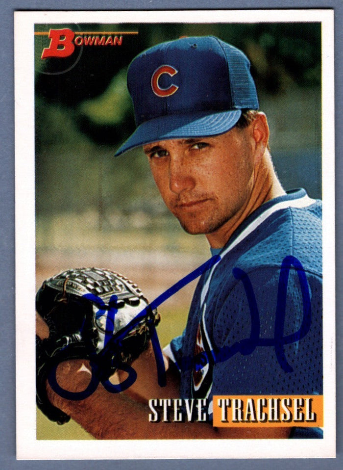Steve Trachsel Signed 1993 Bowman #172 Rookie RC LSCM Authenticated Chicago Cubs-Powers Sports Memorabilia