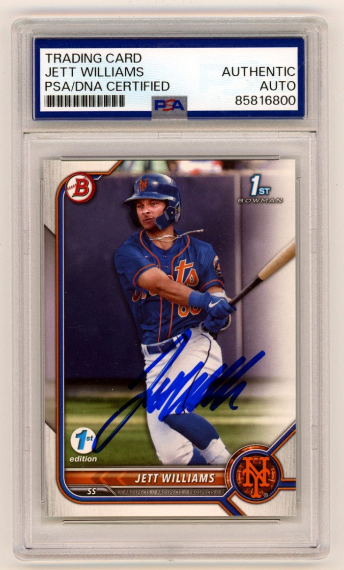Jett Williams 2022 Bowman 1st Edition Signed Auto RC PSA/DNA Authenticated NY Mets-Powers Sports Memorabilia