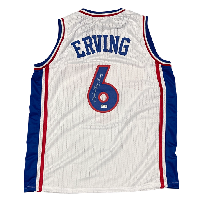 Julius Erving Signed Custom Jersey w/ Dr. J Insc. Beckett Witness Authenticated-Powers Sports Memorabilia