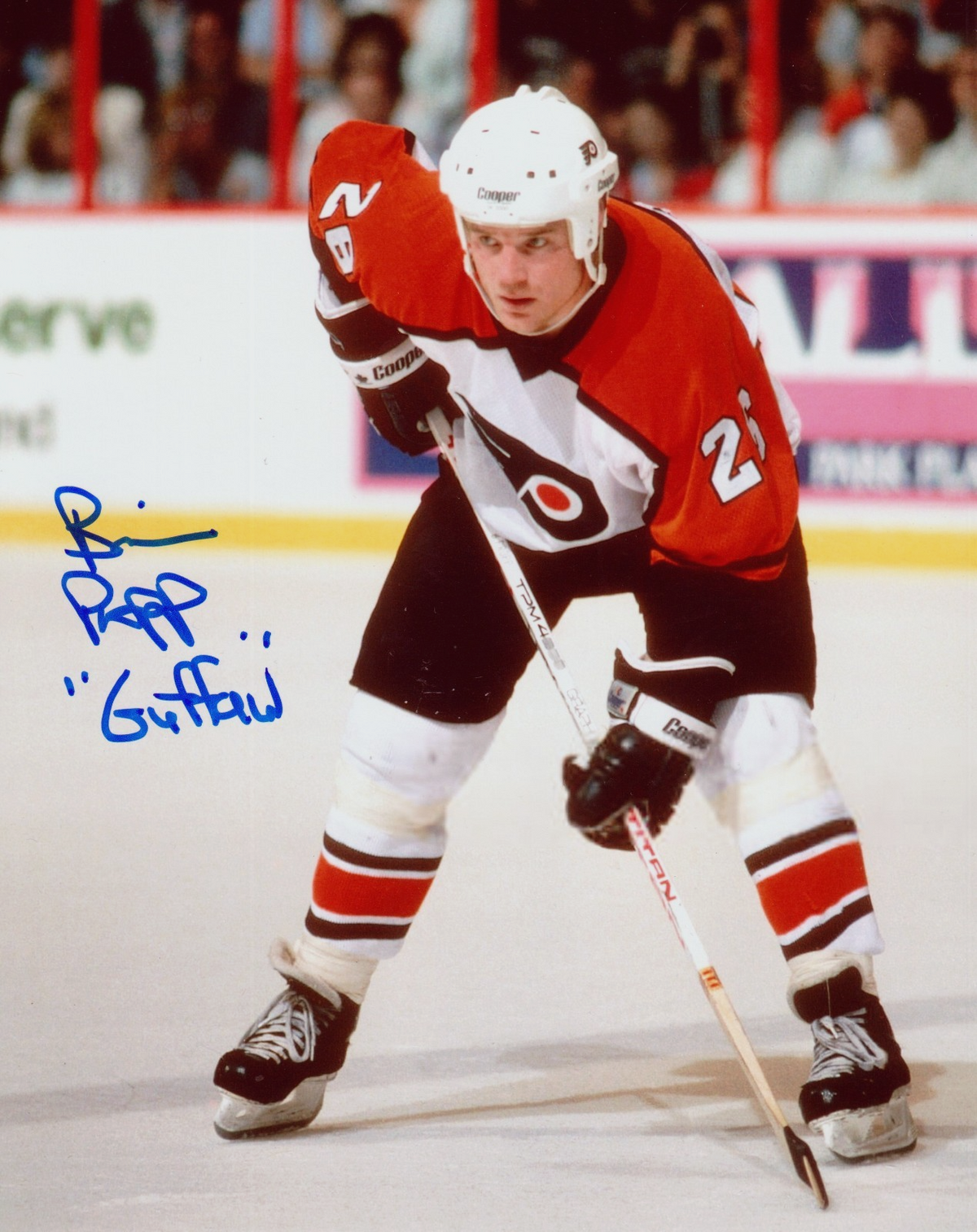 Brian Propp Signed Philadelphia Flyers 8x10 Photo w/ Guffaw Inscription LSCM COA-Powers Sports Memorabilia