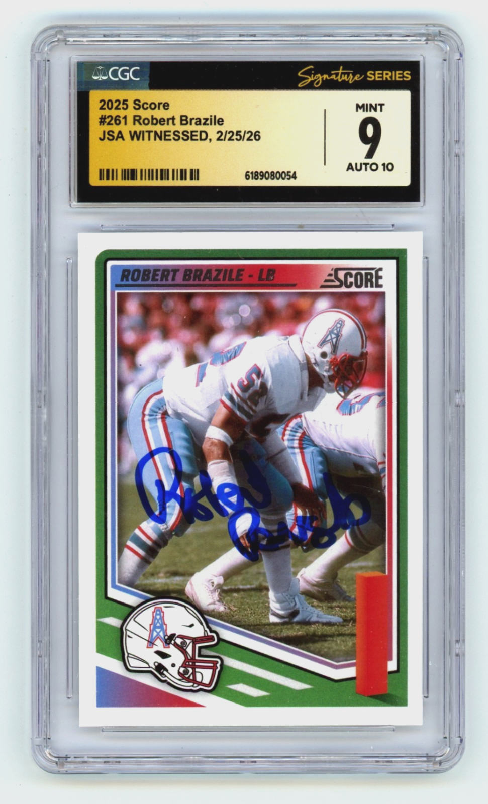 Robert Brazile 2025 Score #261 Signed JSA CGC 9 10 Auto Houston Oilers HOF-Powers Sports Memorabilia