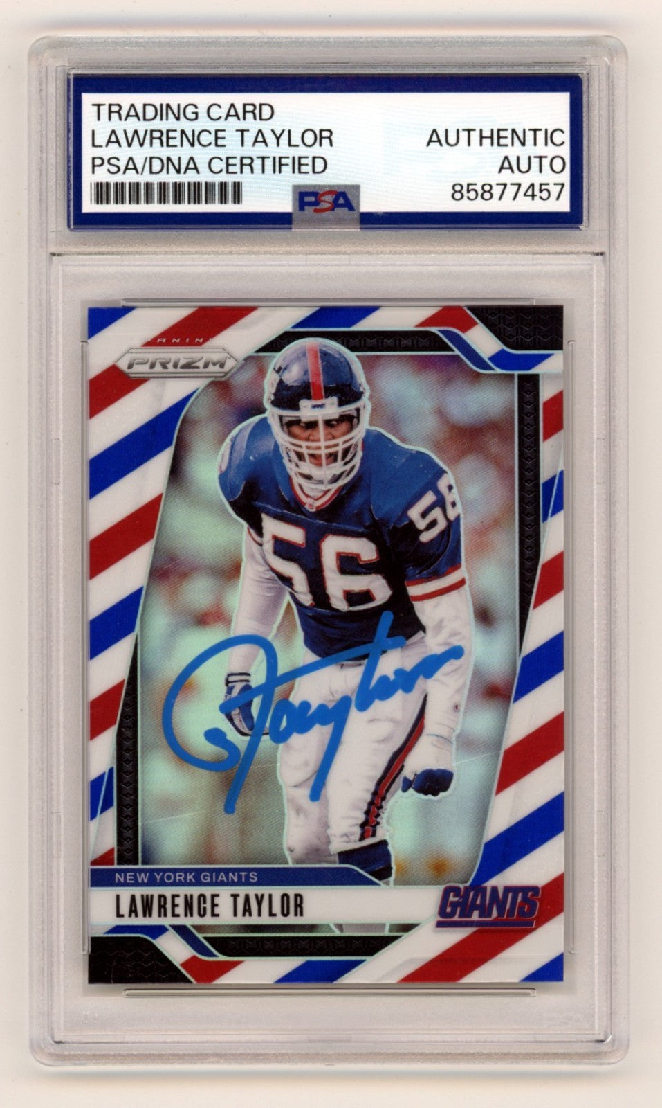 Lawrence Taylor 2024 Panini Red White & Blue Prizm Auto PSA/DNA Authenticated-Powers Sports Memorabilia