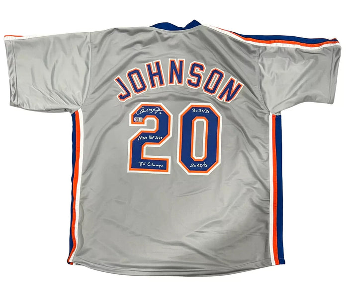 Howard "Hojo" Johnson Signed Mets Custom Jersey w/ 4x Insc Beckett Wit BAS COA-Powers Sports Memorabilia