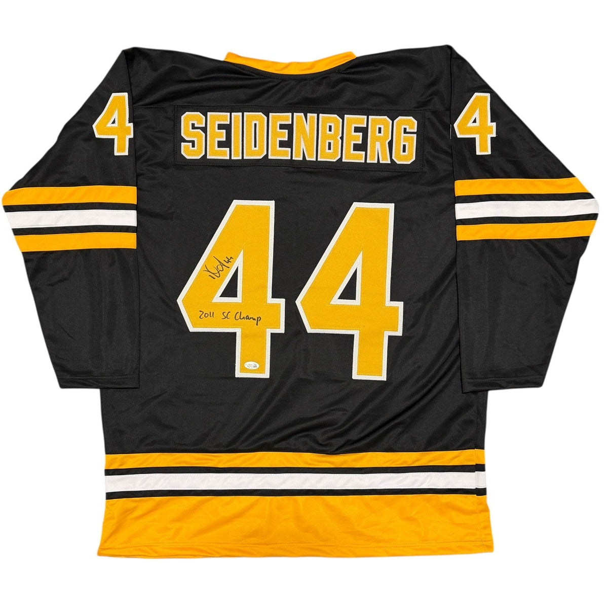 Dennis Seidenberg Signed Boston Bruins Custom Jersey w/ 2011 SC Champs JSA W COA-Powers Sports Memorabilia