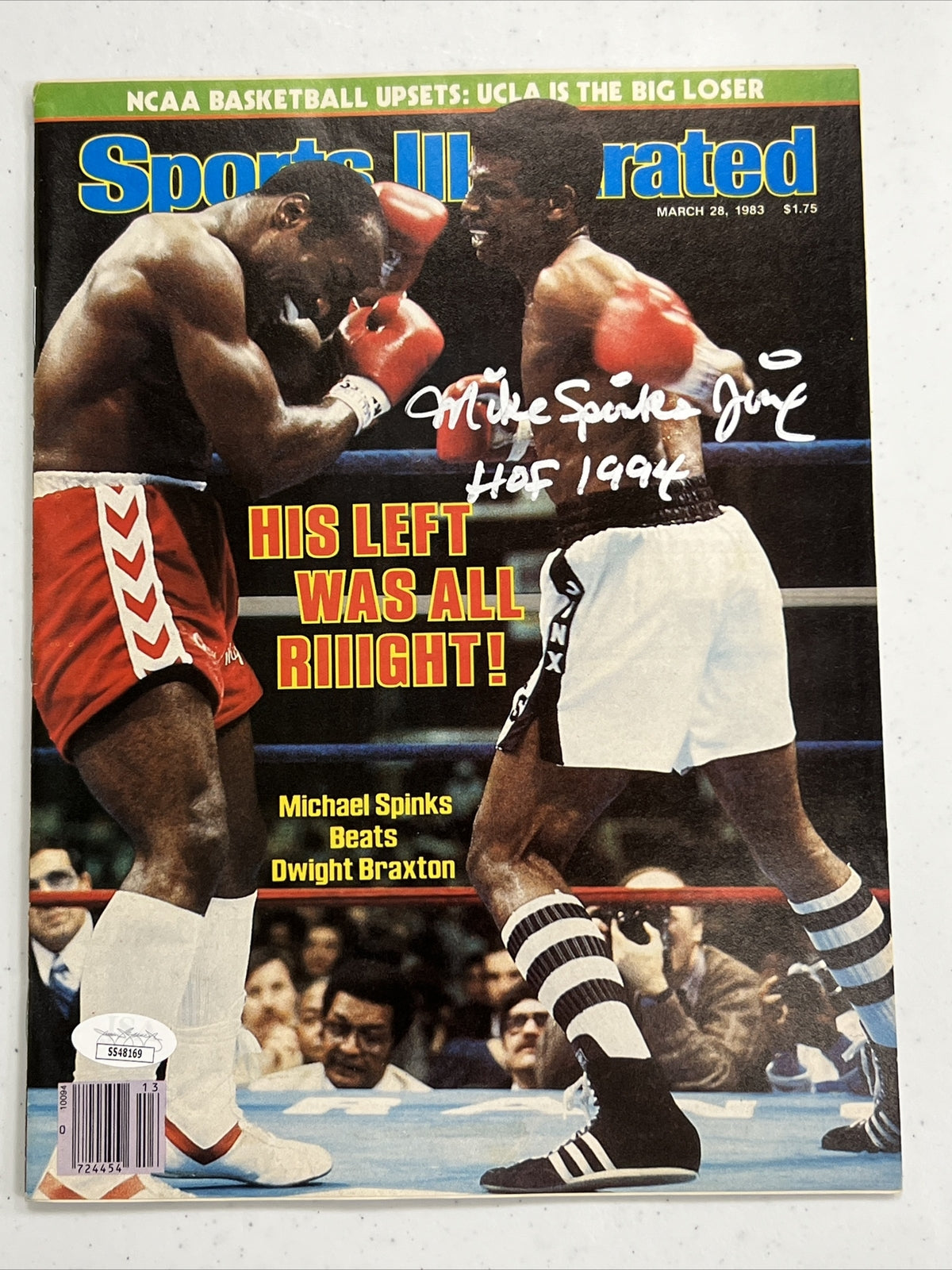 Michael Spinks Jinx Signed Auto Sports Illustrated "HOF 1994" JSA Authenticated 3/28/83 NO-Powers Sports Memorabilia