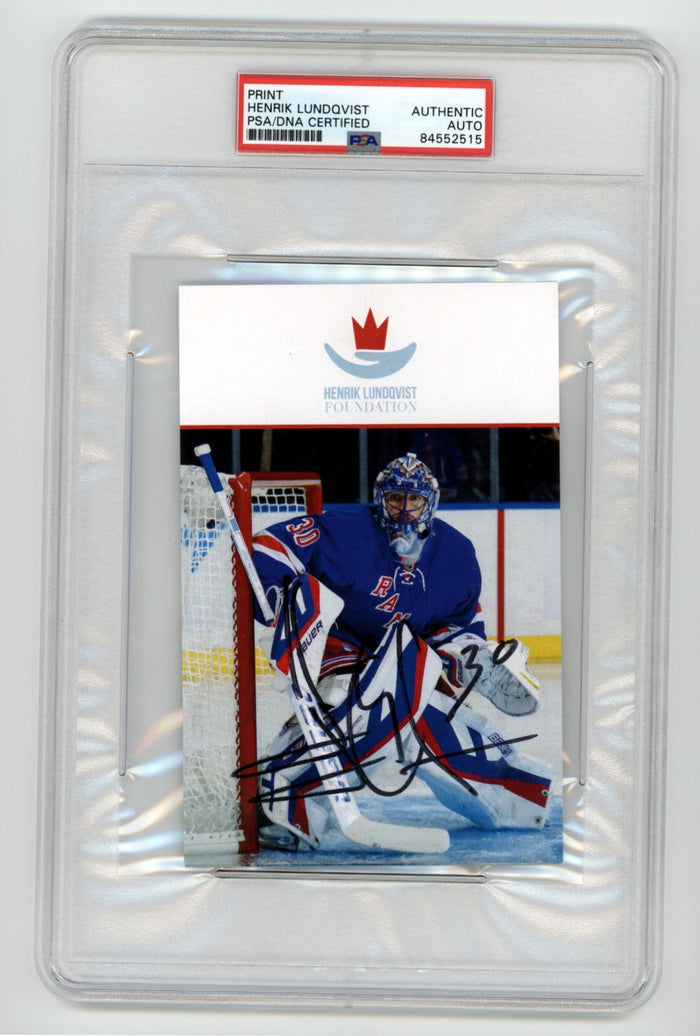 Henrik Lundqvist Signed Foundation Print PSA DNA Authentic Auto NY Rangers B-Powers Sports Memorabilia
