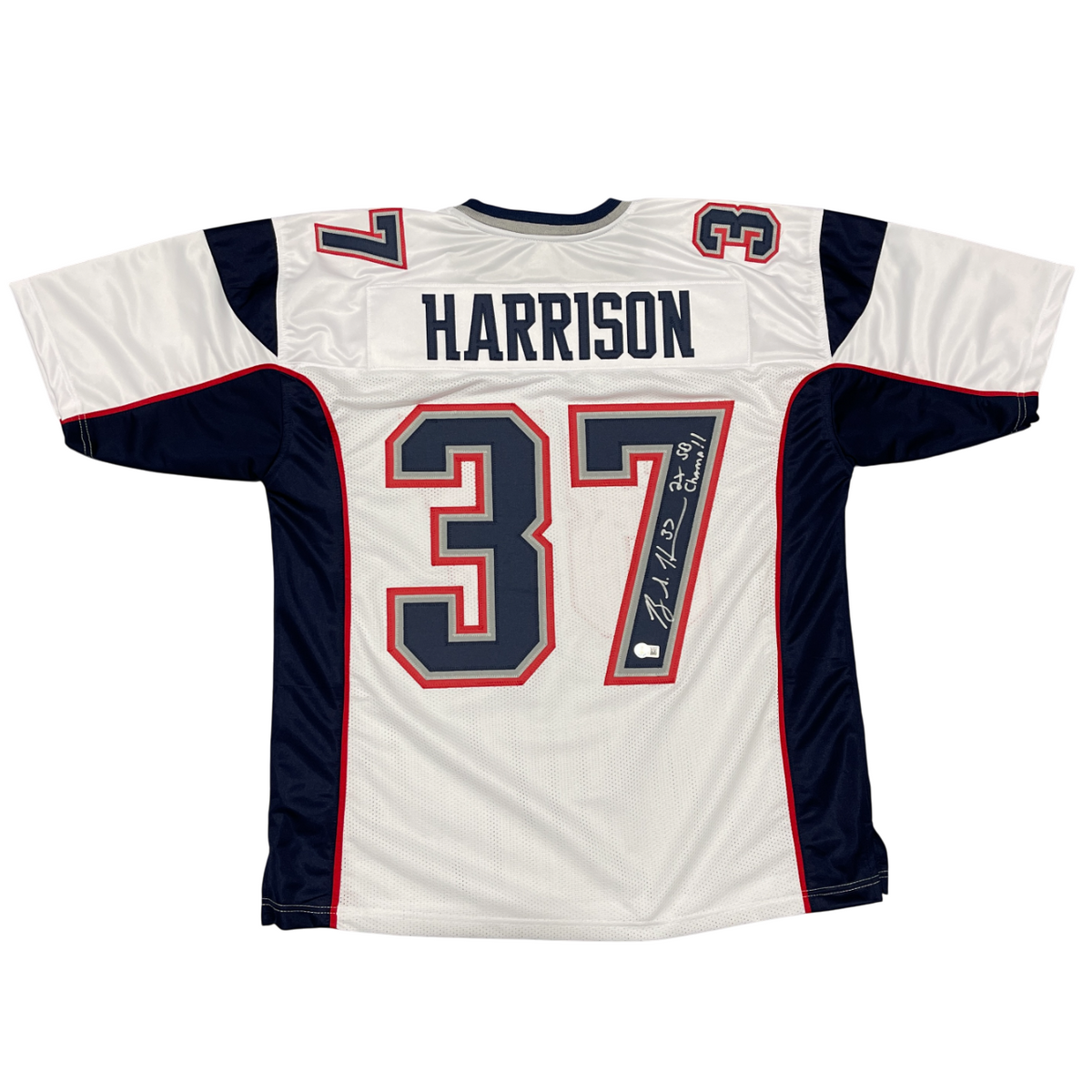 Rodney Harrison Signed Custom Jersey w/ 2x SB Champ Beckett Witness Authenticated-Powers Sports Memorabilia