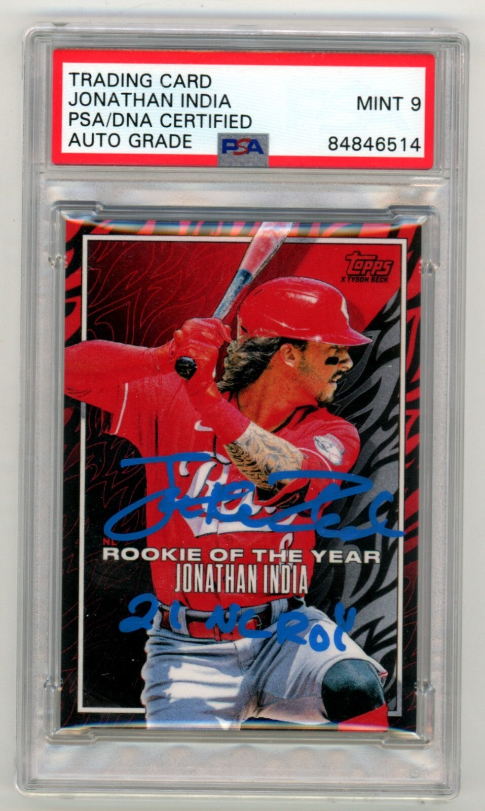 Jonathan India 2022 Topps Project 70 #922 w/ 21 NL ROY Signed PSA 9 Auto Royals-Powers Sports Memorabilia